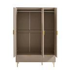 Armoire 3 portes avec tiroirs - Taupe