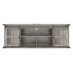 Meuble TV 70 po pour téléviseurs 75 po, centre de divertissement style ferme avec portes coulissantes de grange et armoires de rangement, table console TV média moderne