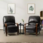 Ensemble de 2 fauteuils inclinables manuels en cuir véritable, inclinaison à 159°