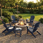 Ensemble de 4 chaises Adirondack pliantes avec 2 tables d'appoint, chaises d'extérieur modernes en HDPE pour patio, terrasse, balcon, jardin