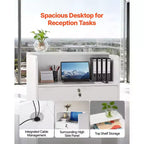 Comptoir de réception VEVOR, table de réception rectangulaire de 60 cm, bureau de réception moderne avec tiroir, petite table de comptoir de vente au détail minimaliste, blanc