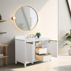 Meuble-lavabo Vanity Art avec évier en céramique et dessus en marbre reconstitué