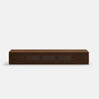 Meuble TV minimaliste avec tiroirs, console multimédia en bois massif avec placards, porte abattante, placage noyer, entièrement assemblé