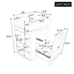 Meuble-lavabo avec évier en céramique, tiroir de rangement en MDF, étagère latérale et poignée dorée