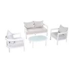 ModernLuxe Ensemble de canapé d'extérieur 4/5 pièces Meubles de conversation pour terrasse Groupe de sièges avec table basse, coussins résistant aux intempéries et cadre résistant à la rouille
