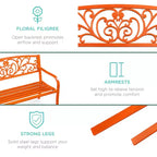 Banc d'extérieur en acier Best Choice Products, mobilier de jardin pour terrasse ou porche avec dossier à motif floral