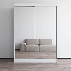 Armoire-penderie à 2 portes miroir avec finition brillante | 120 ou 150 cm de largeur