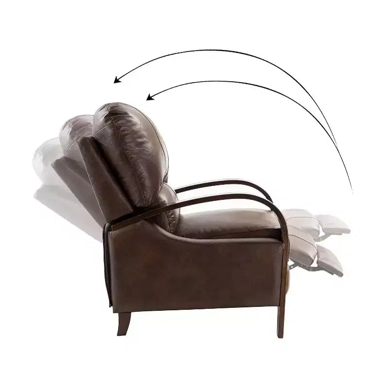 Ensemble de 2 fauteuils inclinables manuels en cuir véritable, inclinaison à 159°