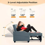 Canapé-lit convertible inclinable en cuir rembourré anti-griffes pour petits espaces avec coussins