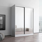 Armoire-penderie à 2 portes miroir avec finition brillante | 120 ou 150 cm de largeur