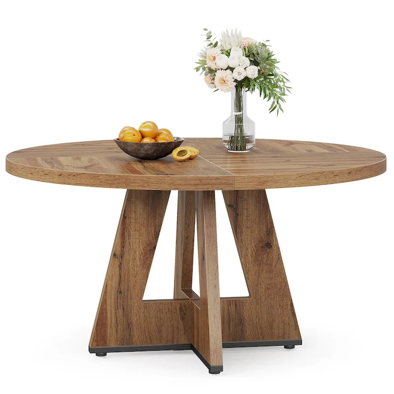 Table de salle à manger ronde de 47 pouces pour 4 personnes, table de ferme en bois pour cuisine, salle à manger et salon