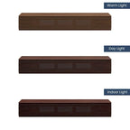 Meuble TV minimaliste avec tiroirs, console multimédia en bois massif avec placards, porte abattante, placage noyer, entièrement assemblé