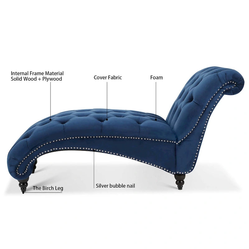 Tufted Chaise Lounge - 62.80 x 27.17 x 32.87