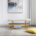 SEYNAR 40 Velvet Upholstered Living Room Bench with Double shoe rack