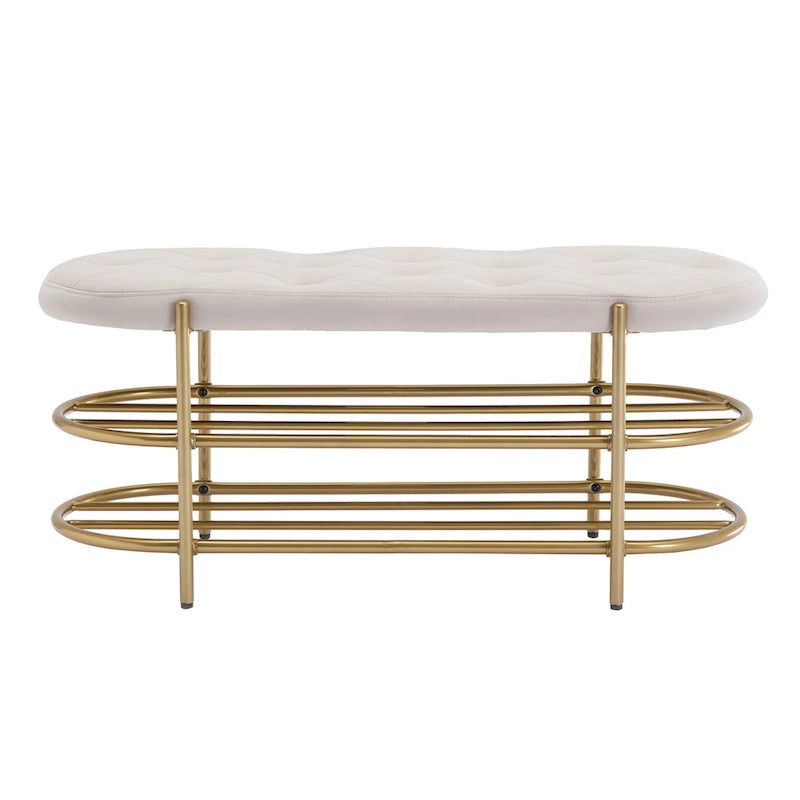 SEYNAR 40 Velvet Upholstered Living Room Bench with Double shoe rack