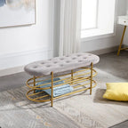 Banc rembourré en velours avec double range-chaussures