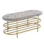 Banc rembourré en velours avec double range-chaussures