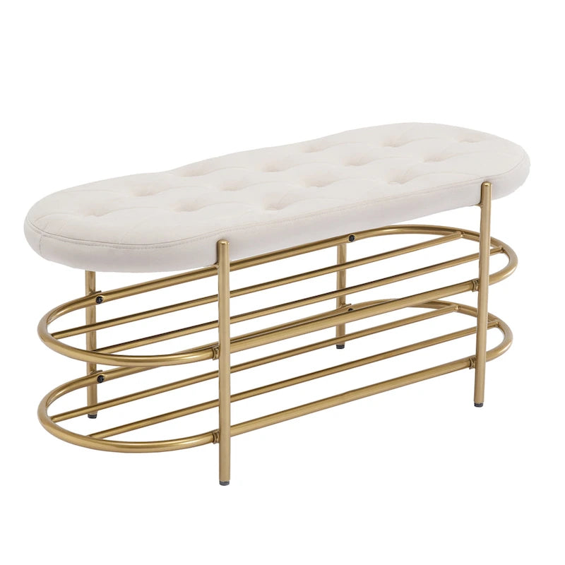 SEYNAR 40 Velvet Upholstered Living Room Bench with Double shoe rack