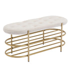 Banc rembourré en velours avec double range-chaussures
