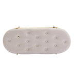Banc rembourré en velours avec double range-chaussures