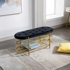 Banc rembourré en velours avec double range-chaussures