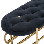 Banc rembourré en velours avec double range-chaussures