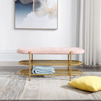 Banc rembourré en velours avec double range-chaussures