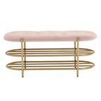 Banc rembourré en velours avec double range-chaussures