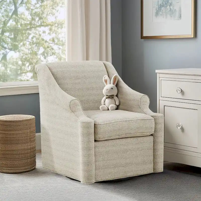 Tan 360° Swivel Glider Chair
