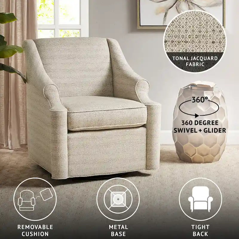 Tan 360° Swivel Glider Chair
