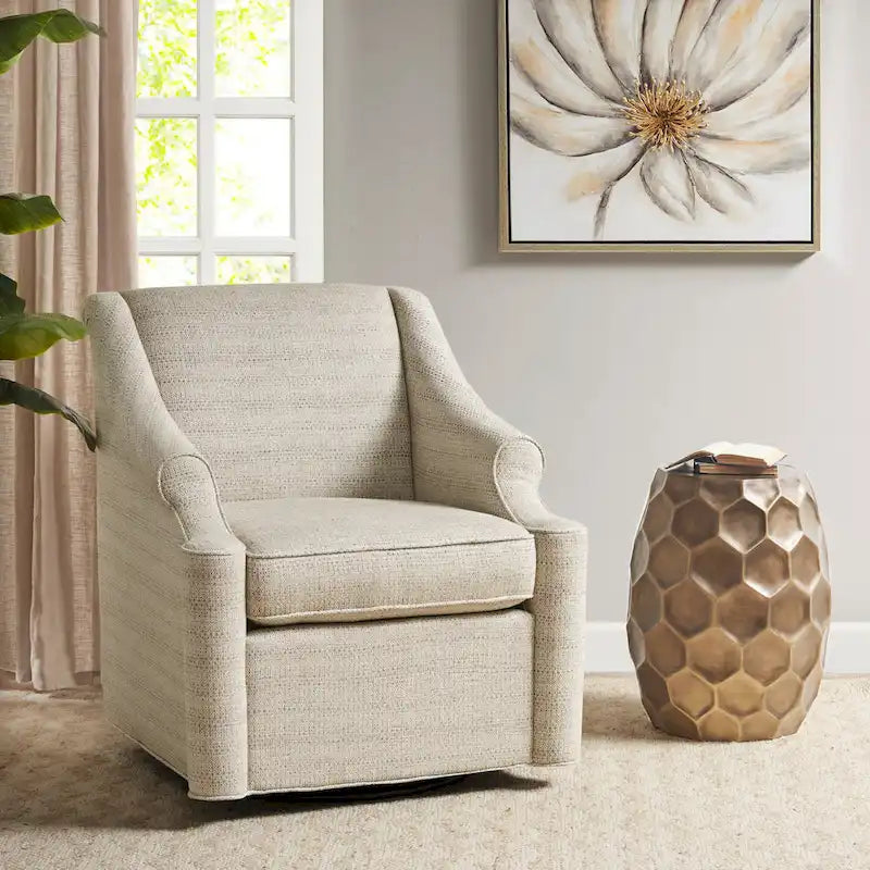 Tan 360° Swivel Glider Chair