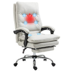 Fauteuil de bureau massant inclinable avec chauffage et vibrations | Microfibre | Blanc crème