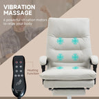 Fauteuil de bureau massant inclinable avec chauffage et vibrations | Microfibre | Blanc crème