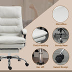 Fauteuil de bureau massant inclinable avec chauffage et vibrations | Microfibre | Blanc crème