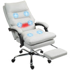 Fauteuil de bureau massant inclinable avec chauffage et vibrations | Microfibre | Blanc crème