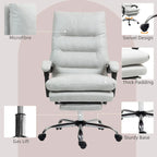 Fauteuil de bureau massant inclinable avec chauffage et vibrations | Microfibre | Blanc crème