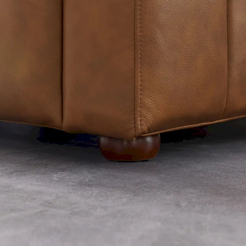 Clarence Mid Century Full Grain Leather Designer Couch in Tan Color