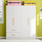 Armoire autoportante à double section avec étagères | Blanche