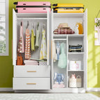 Armoire autoportante à double section avec étagères | Blanche