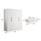 Armoire autoportante à double section avec étagères | Blanche