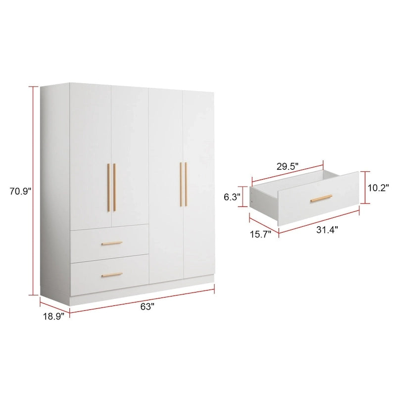 Wardrobe Armoire Freestanding Closet Clothes Storage Cabinet Organizer