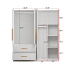 Armoire autoportante à double section avec étagères | Blanche