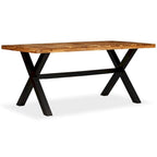 Table à manger en acacia massif et bois de manguier avec pieds en acier | Fabriquée à la main