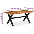 Table à manger en acacia massif et bois de manguier avec pieds en acier | Fabriquée à la main