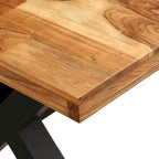 Table à manger en acacia massif et bois de manguier avec pieds en acier | Fabriquée à la main