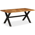 Table à manger en acacia massif et bois de manguier avec pieds en acier | Fabriquée à la main