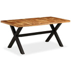 Table à manger en acacia massif et bois de manguier avec pieds en acier | Fabriquée à la main
