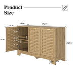 Buffet de salle à manger en bois avec portes tissées et étagère réglable | Finition bois