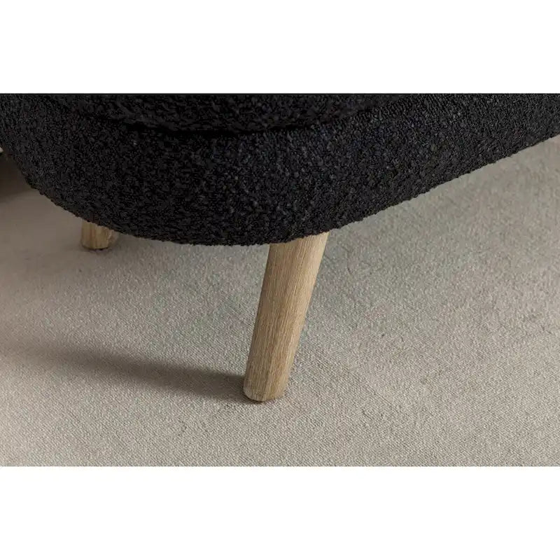 Boucle Fabric Storage Bench Bedroom Bench With Wood Legs For Living Room Bedroom Indoor,Black