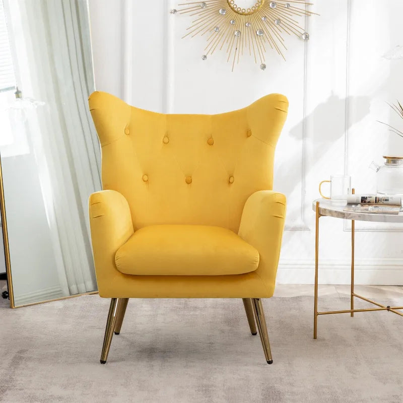 Velvet Wing Back Accent Chair